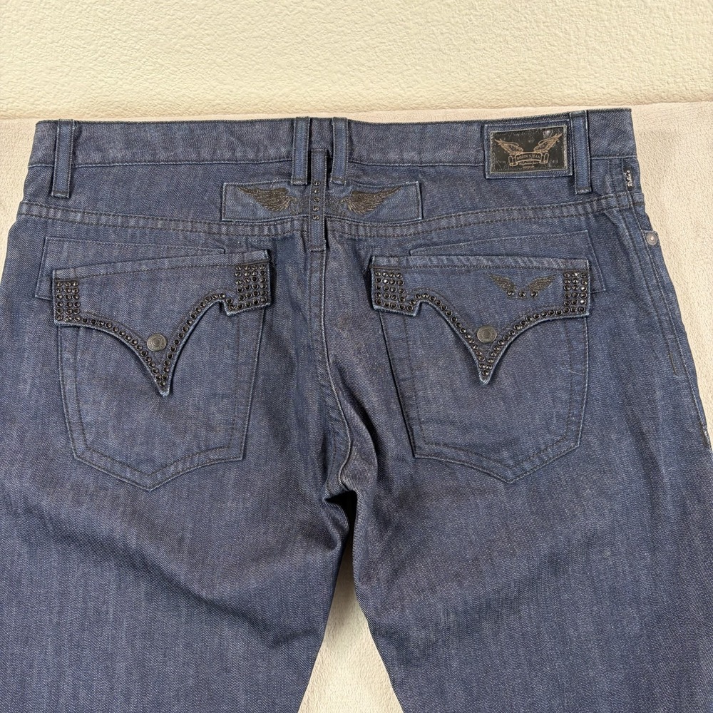 Robin's Swarovski Crystals R Pocket Jeans in Blue Dark Wash Men 42x37 Embellish
